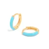 Gold Plated Sterling Silver Light Blue Enamel Huggie Earrings