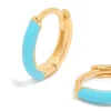 Gold Plated Sterling Silver Light Blue Enamel Huggie Earrings