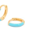 Gold Plated Sterling Silver Light Blue Enamel Huggie Earrings