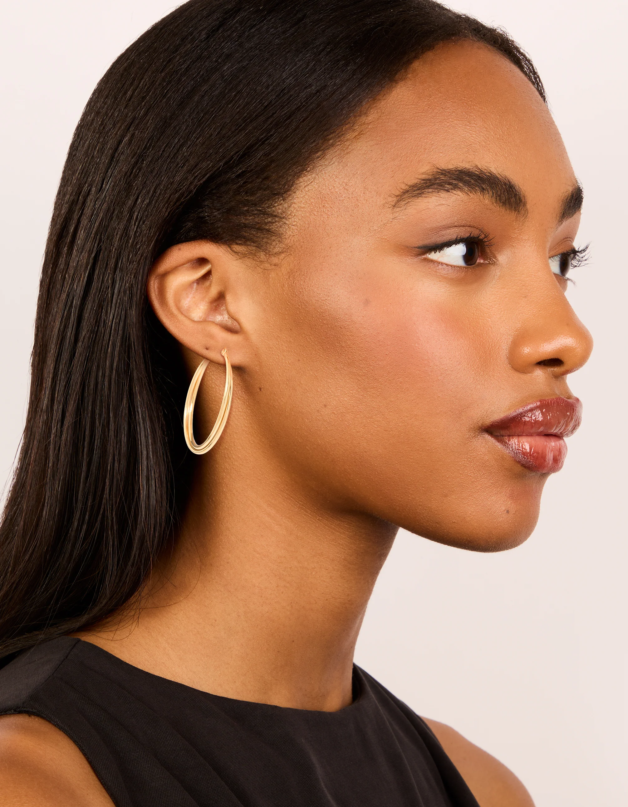 Gold Plated Surgical Steel  Crossover Hoop Earrings 40 MM