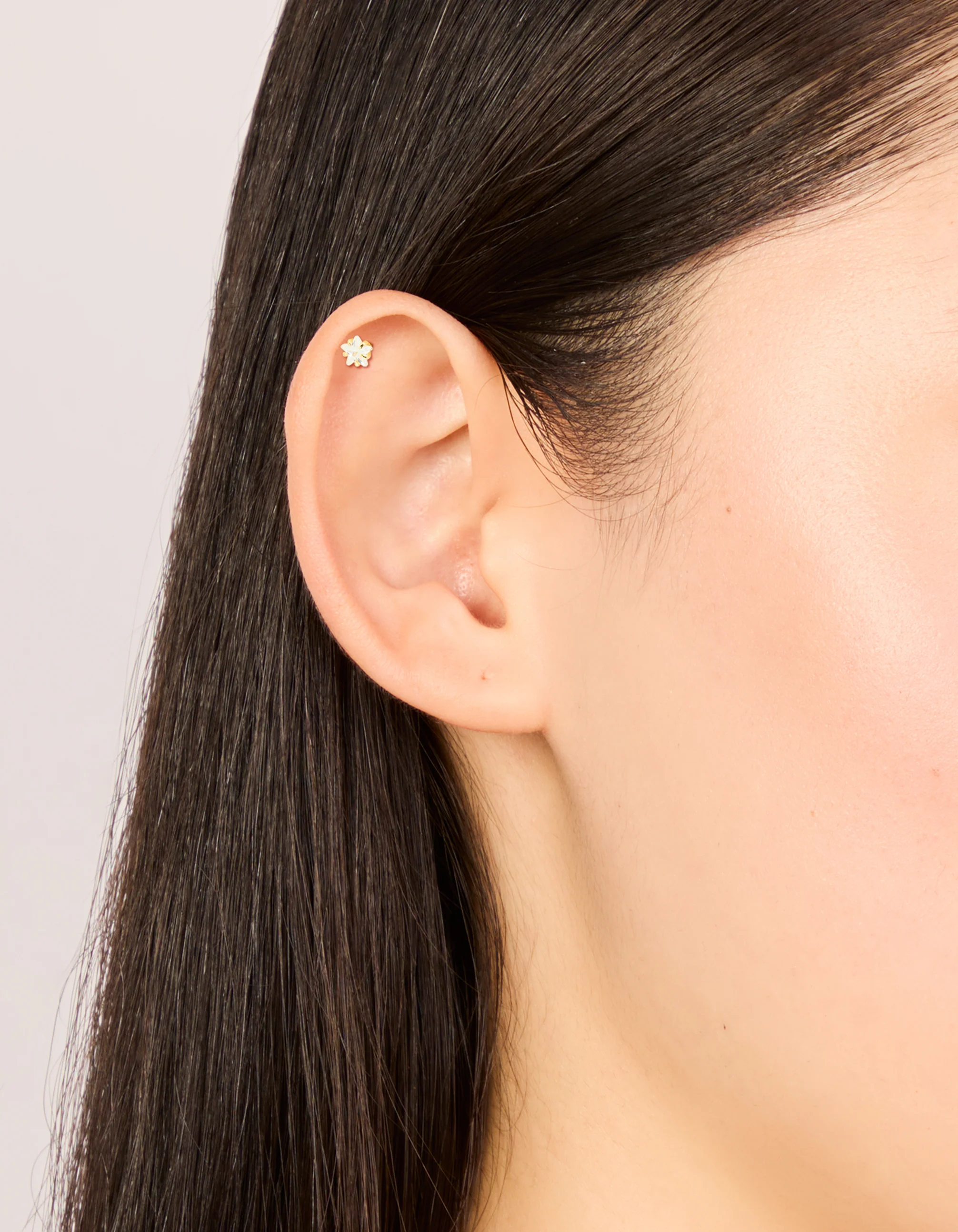 Gold Plated Surgical Steel  Cubic Zirconia Star Flat Back Studs