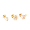 Gold Plated Surgical Steel Butterfly & Flower Flat Backs 3-Pack