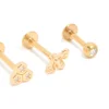 Gold Plated Surgical Steel Cubic Zirconia & Honey Bee Flat Back Studs 3-Pack