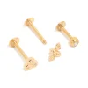 Gold Plated Surgical Steel Cubic Zirconia & Honey Bee Flat Back Studs 3-Pack