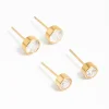 Gold Plated Surgical Steel Cubic Zirconia Bezel Stud Earrings