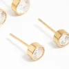 Gold Plated Surgical Steel Cubic Zirconia Bezel Stud Earrings