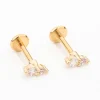 Gold Plated Surgical Steel Cubic Zirconia Double Flat Back 2-Pack