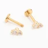 Gold Plated Surgical Steel Cubic Zirconia Double Flat Back 2-Pack