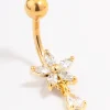 452-gold-plated-surgical-steel-cubic-zirconia-flower-pear-threadless-belly-bar-1.webp Gold Plated Surgical Steel Cubic Zirconia Flower Pear Threadless Belly Bar