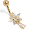 452-gold-plated-surgical-steel-cubic-zirconia-flower-pear-threadless-belly-bar-2.webp Gold Plated Surgical Steel Cubic Zirconia Flower Pear Threadless Belly Bar