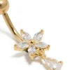 452-gold-plated-surgical-steel-cubic-zirconia-flower-pear-threadless-belly-bar-3.webp Gold Plated Surgical Steel Cubic Zirconia Flower Pear Threadless Belly Bar