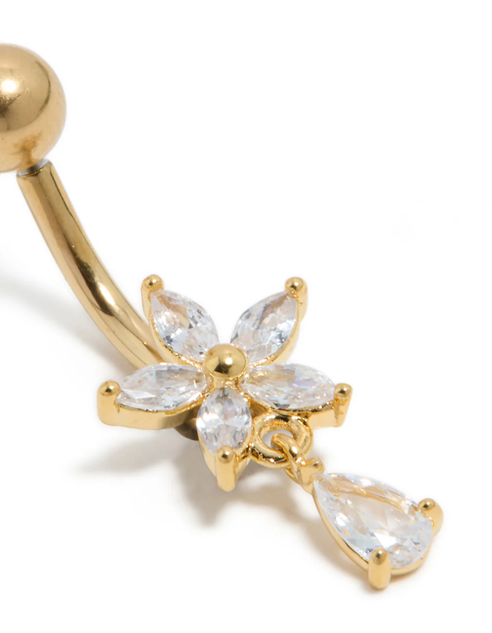 452-gold-plated-surgical-steel-cubic-zirconia-flower-pear-threadless-belly-bar-3.webp Gold Plated Surgical Steel Cubic Zirconia Flower Pear Threadless Belly Bar