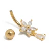 452-gold-plated-surgical-steel-cubic-zirconia-flower-pear-threadless-belly-bar-4.webp Gold Plated Surgical Steel Cubic Zirconia Flower Pear Threadless Belly Bar