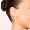 Gold Plated Surgical Steel Cubic Zirconia Flower Sleeper Earrings
