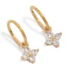 Gold Plated Surgical Steel Cubic Zirconia Flower Sleeper Earrings