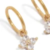 Gold Plated Surgical Steel Cubic Zirconia Flower Sleeper Earrings