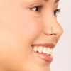 Gold Plated Surgical Steel Cubic Zirconia Hinged  & Plain Nose Rings 2-Pack