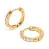 Gold Plated Surgical Steel Cubic Zirconia Inlay Sleeper Earrings