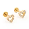 Gold Plated Surgical Steel Cubic Zirconia Open Heart Flat Back 2-Pack