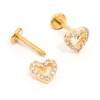 Gold Plated Surgical Steel Cubic Zirconia Open Heart Flat Back 2-Pack