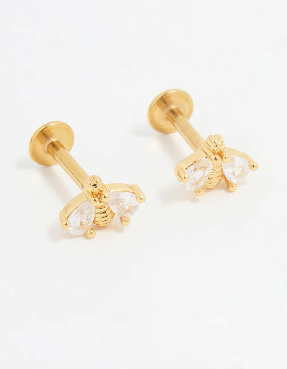 463-gold-plated-surgical-steel-double-bee-cubic-zirconia-flat-back-studs-2.webp Gold Plated Surgical Steel Double Bee Cubic Zirconia Flat Back Studs