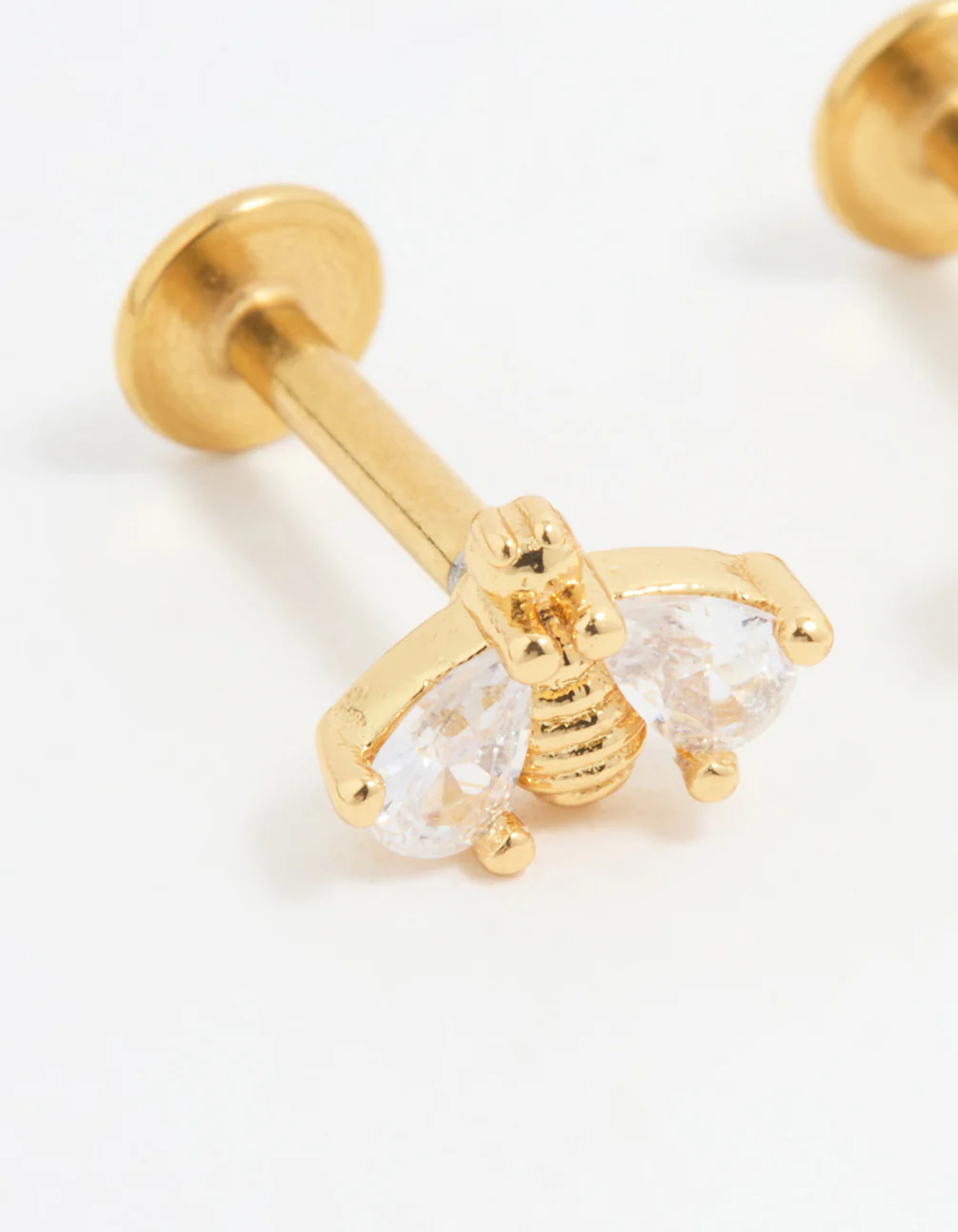463-gold-plated-surgical-steel-double-bee-cubic-zirconia-flat-back-studs-4.webp Gold Plated Surgical Steel Double Bee Cubic Zirconia Flat Back Studs