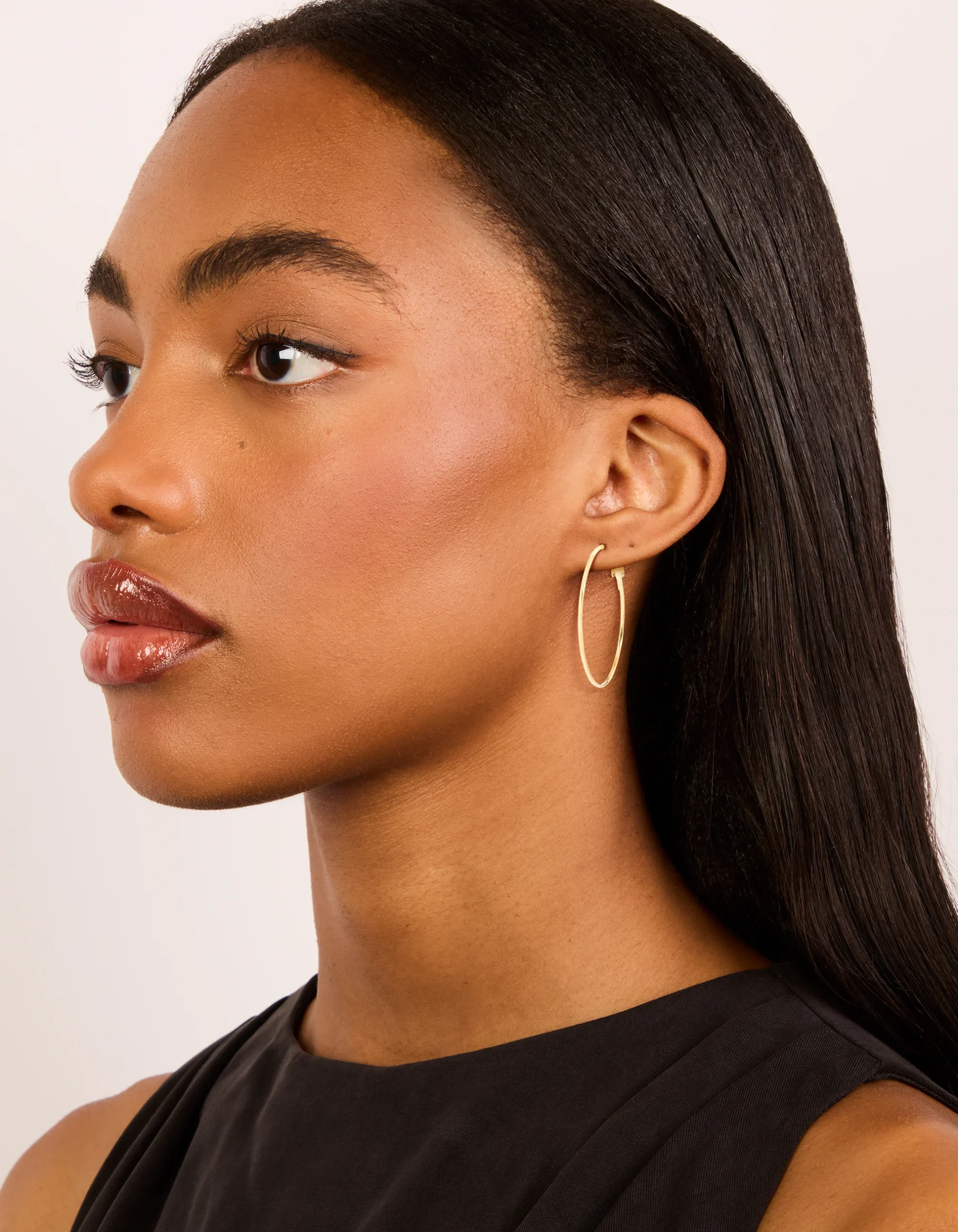 Gold Plated Surgical Steel Fine Hoop Earrings 40 MM