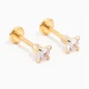 Gold Plated Surgical Steel Mini Cubic Zirconia Flat Back 2-Pack