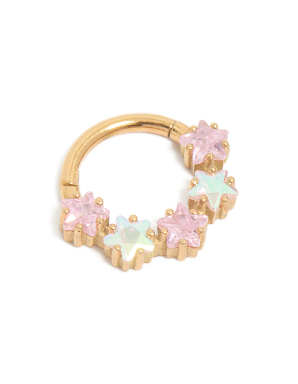 469-gold-plated-surgical-steel-pink-cubic-zirconia-star-clicker-ring-2.webp Gold Plated Surgical Steel Pink Cubic Zirconia Star Clicker Ring
