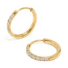 Gold Plated Surgical Steel Thin Inlay Cubic Zirconia Sleeper Earrings