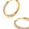 Gold Plated Surgical Steel Thin Inlay Cubic Zirconia Sleeper Earrings
