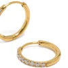 Gold Plated Surgical Steel Thin Inlay Cubic Zirconia Sleeper Earrings