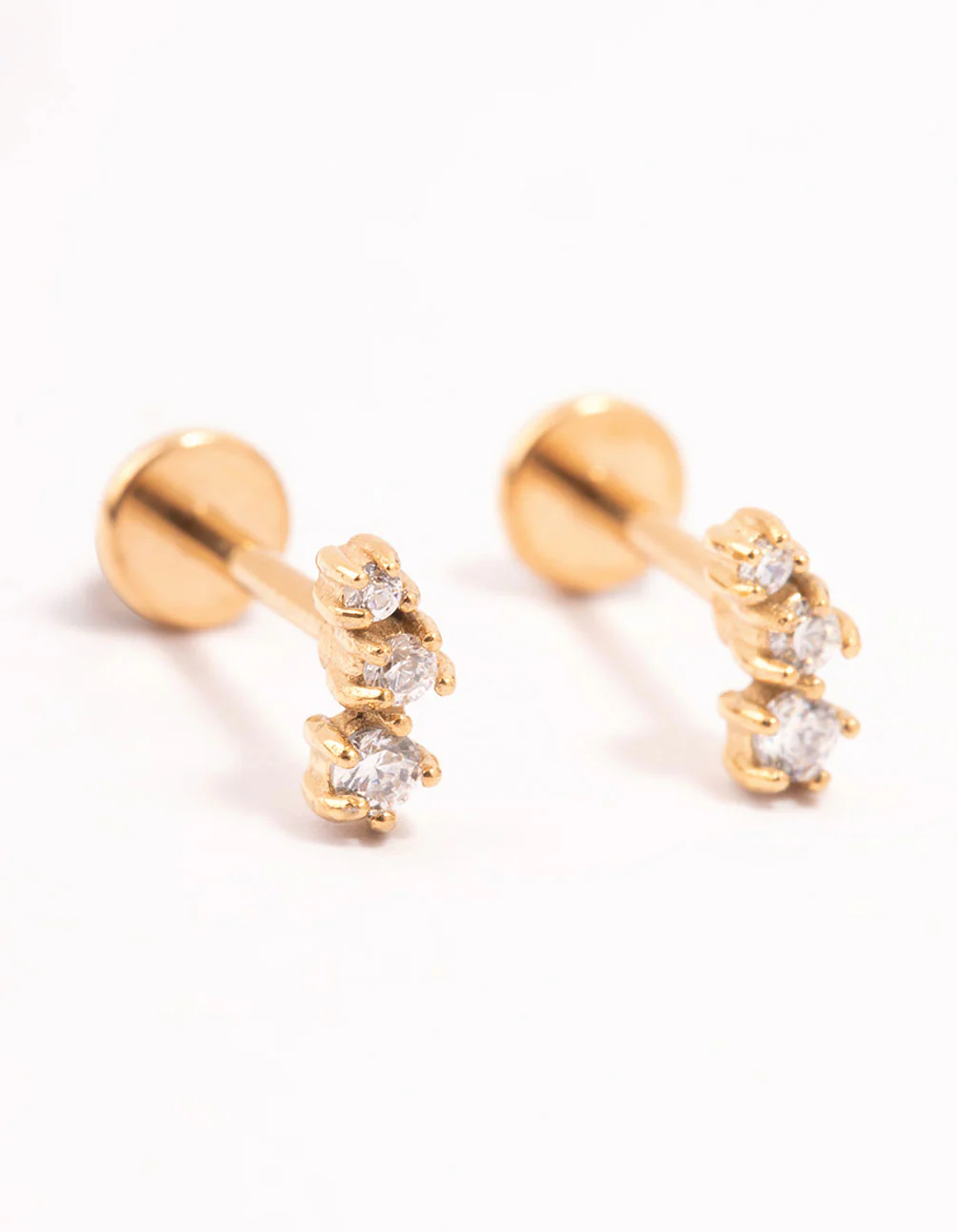 475-gold-plated-surgical-steel-trio-cubic-zirconia-flat-backs-1.webp Gold Plated Surgical Steel Trio Cubic Zirconia Flat Backs