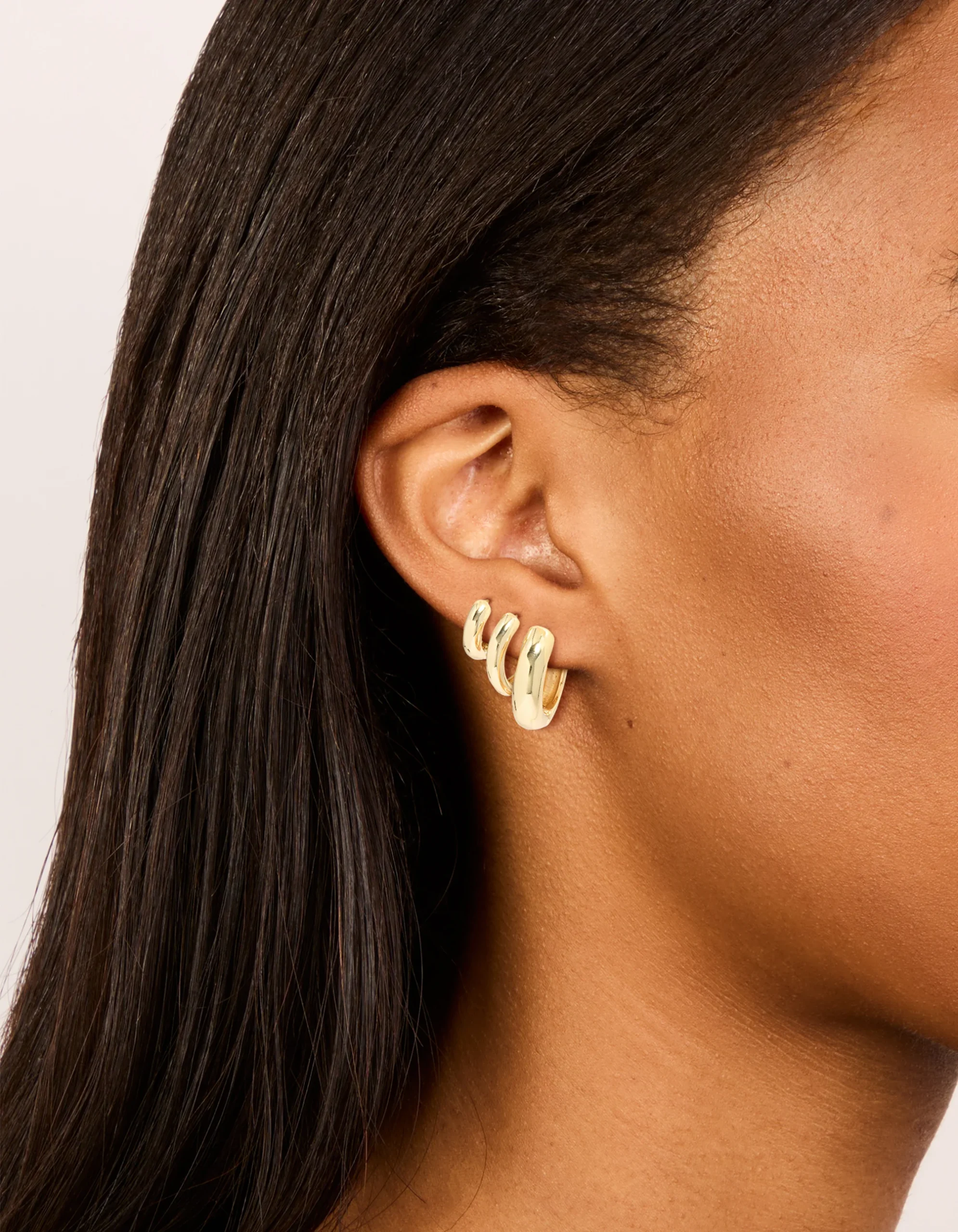 Gold Plated Thick Hoop Earrings 3-Pack
