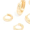Gold Plated Thick Hoop Earrings 3-Pack