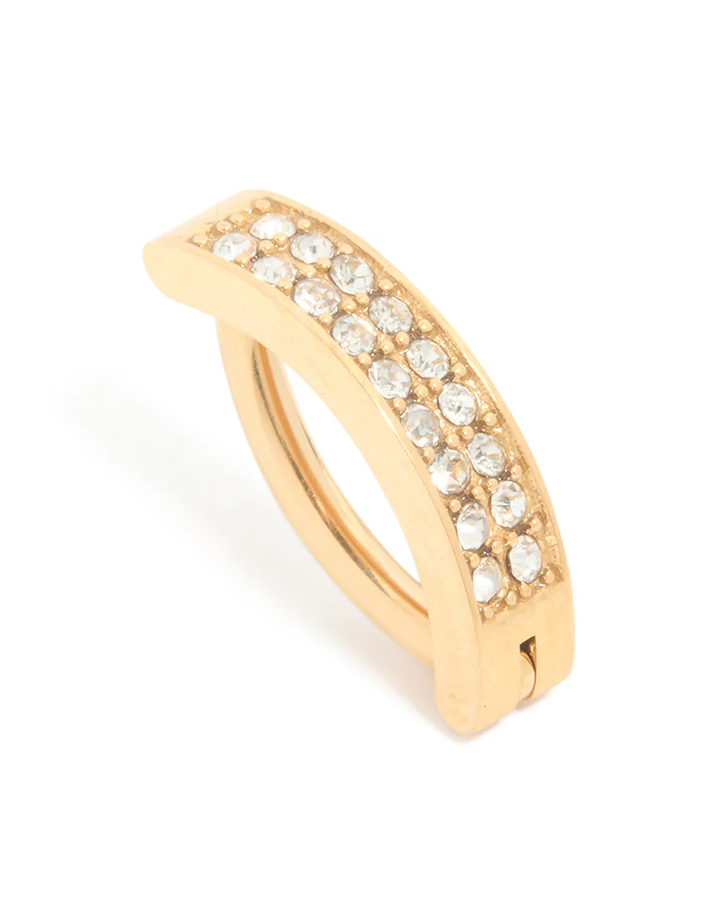 Gold Plated Titanium Cubic Zirconia  Cluster Curved Ring Belly Ring