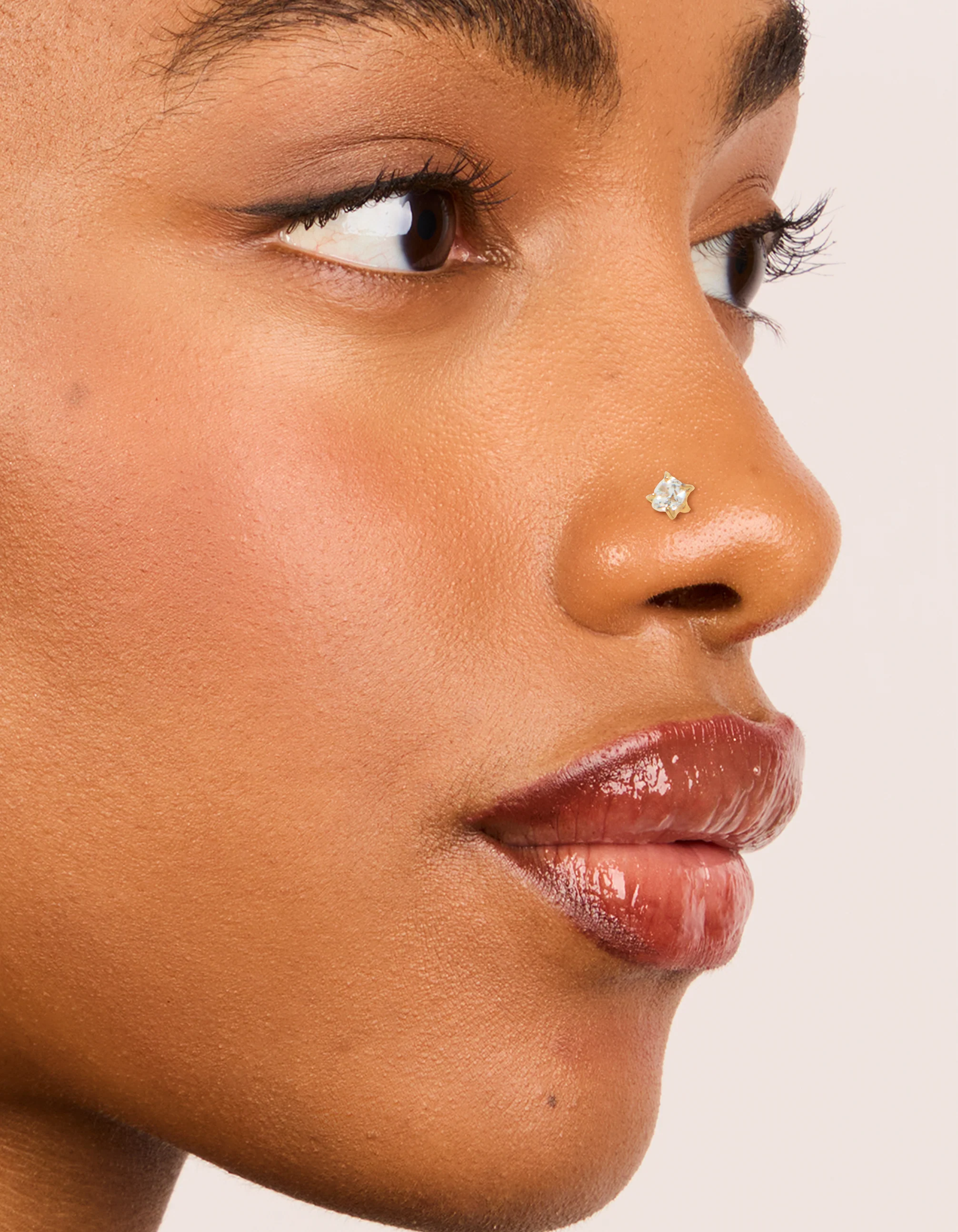 Gold Plated Titanium Cubic Zirconia Threadless Flat Back Nose Studs