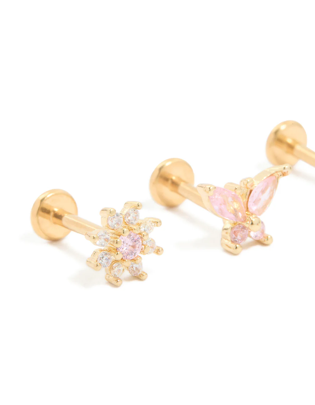 488-gold-plated-titanium-pink-cubic-zirconia-butterfly-flower-flat-back-studs-3-pack-2.webp Gold Plated Titanium Pink Cubic Zirconia Butterfly & Flower Flat Back Studs 3-Pack