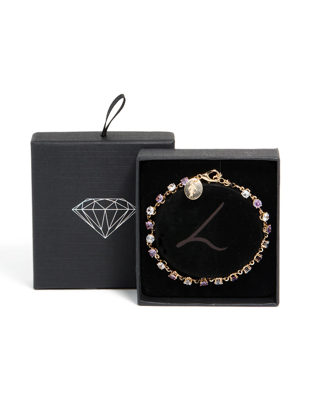 Gold Purple & Grey Cubic Zirconia Bracelet