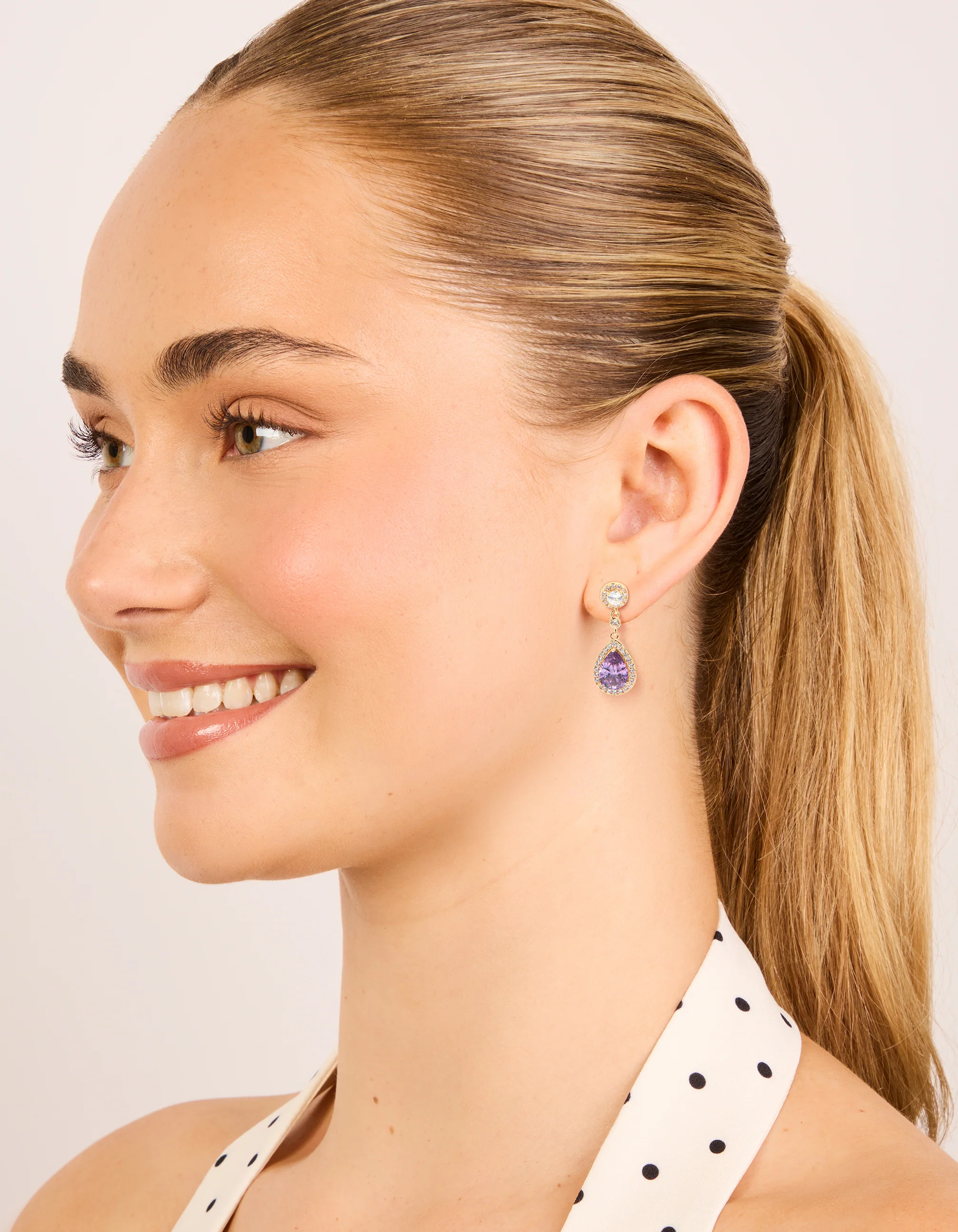 493-gold-purple-cubic-zirconia-double-drop-earrings-3.webp Gold Purple Cubic Zirconia Double Drop Earrings