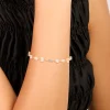 Gold Rectangle & Circle Cubic Zirconia Tennis Bracelet