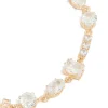 Gold Rectangle & Circle Cubic Zirconia Tennis Bracelet