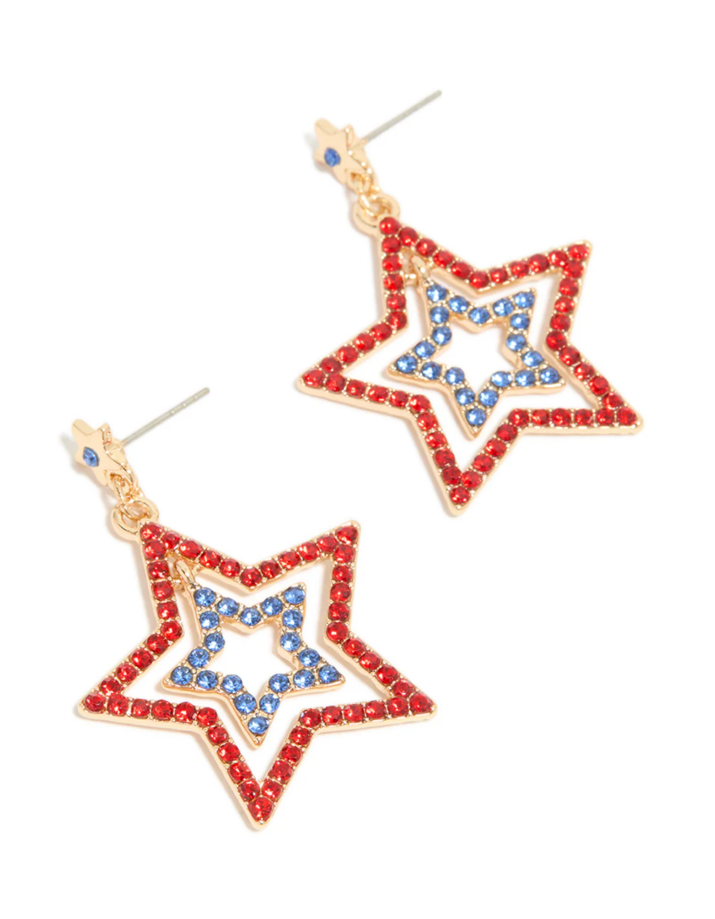 497-gold-red-blue-diamante-triple-star-drop-earrings-1.webp Gold Red & Blue Diamante Triple Star Drop Earrings