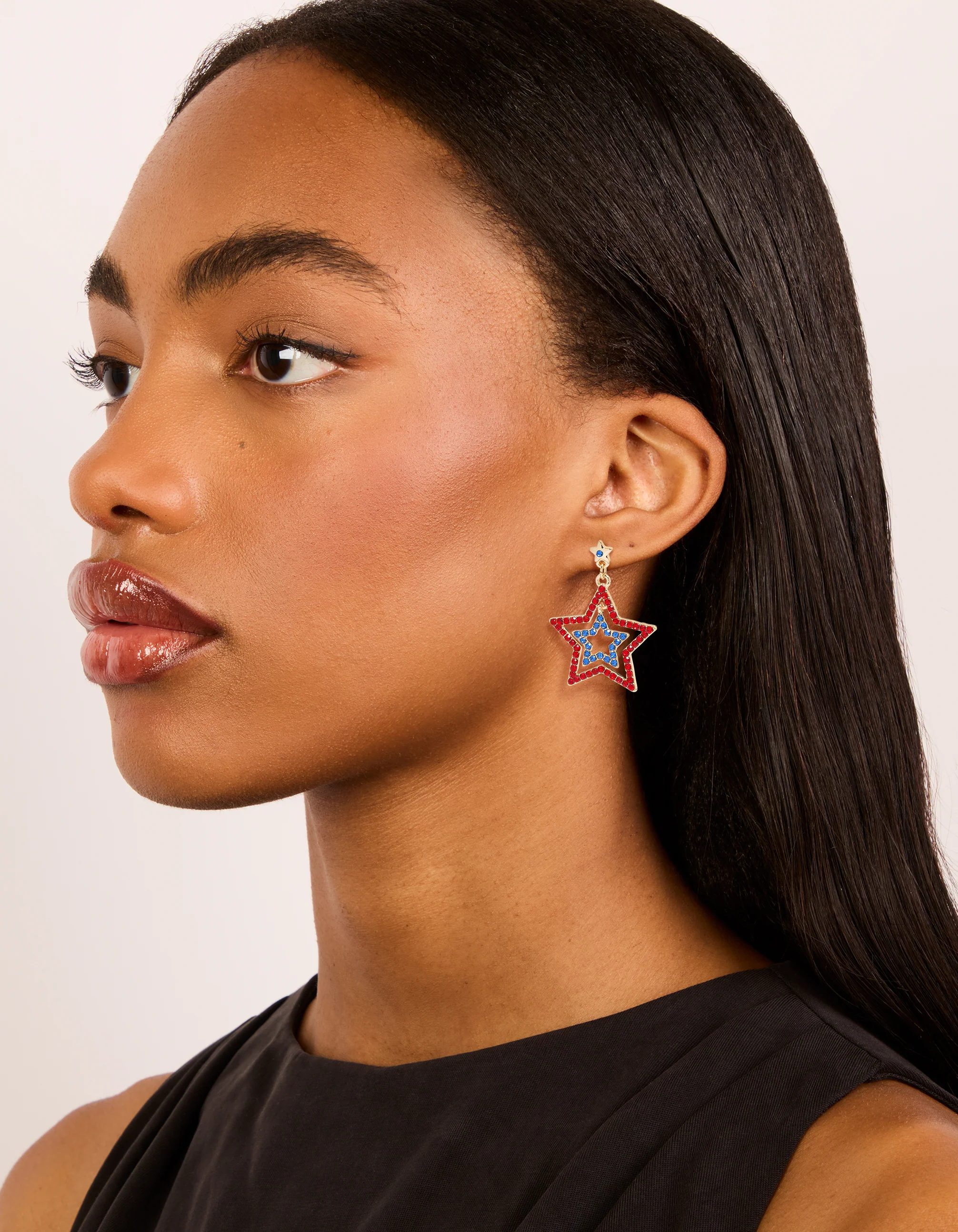 497-gold-red-blue-diamante-triple-star-drop-earrings-3.webp Gold Red & Blue Diamante Triple Star Drop Earrings
