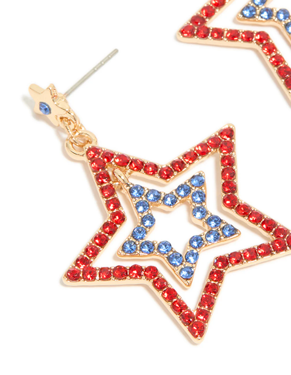 497-gold-red-blue-diamante-triple-star-drop-earrings-4.webp Gold Red & Blue Diamante Triple Star Drop Earrings