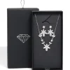 Silver Cubic Zirconia Lovely Floral Necklace & Earrings Set