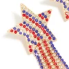 Gold Red Clear & Blue Diamante Cup Chain Star Drop Earrings