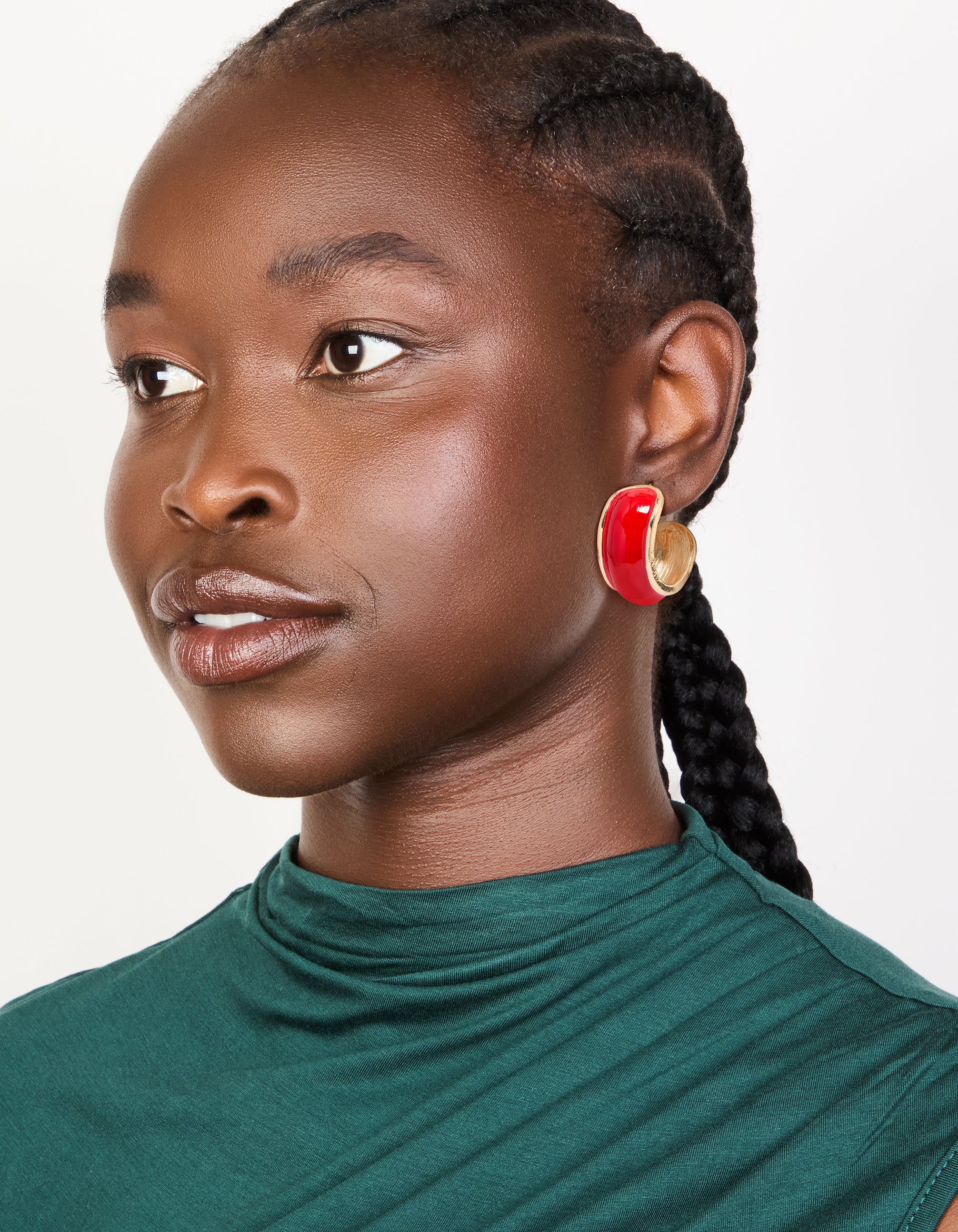 502-gold-red-mini-chunky-hoop-earrings-3.jpg Gold Red Mini Chunky Hoop Earrings