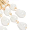 Gold Ribbed Shell & Pearls Drop Earrings
