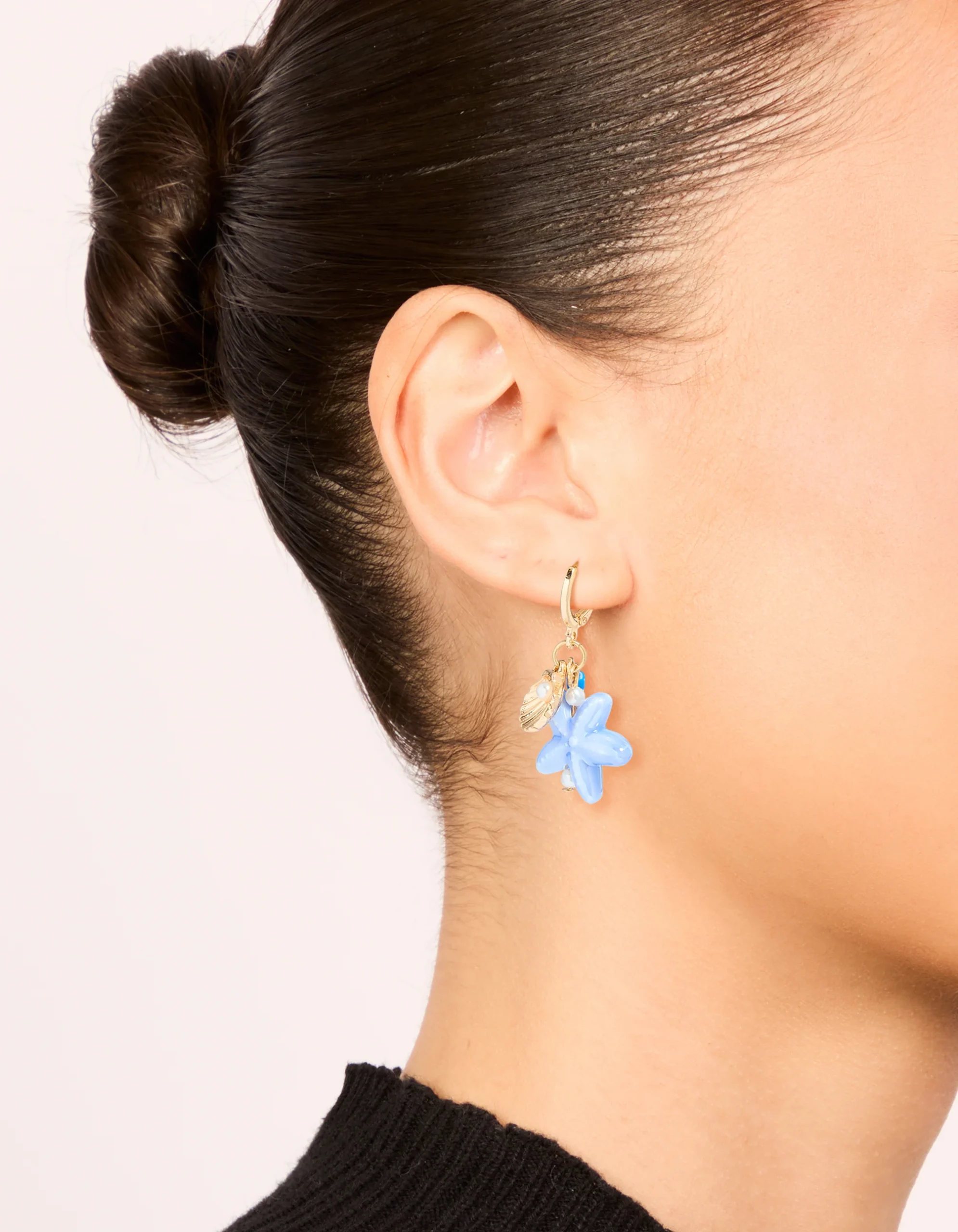 Gold Sea Life Charm Huggie Earrings
